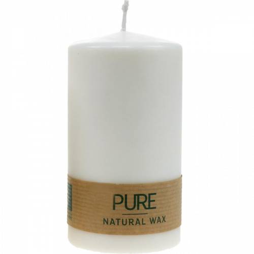 Floristik24 Vela pilar PURA 130/70 vela de cera natural com decoração de vela de cera de colza
