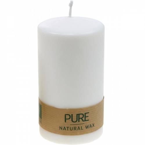 Floristik24 Vela pilar PURA 130/70 vela de cera natural com decoração de vela de cera de colza