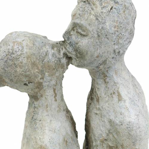 Floristik24 Figura decorativa beijando casal pedra fundida cinza 10 × 8cm Alt.28cm