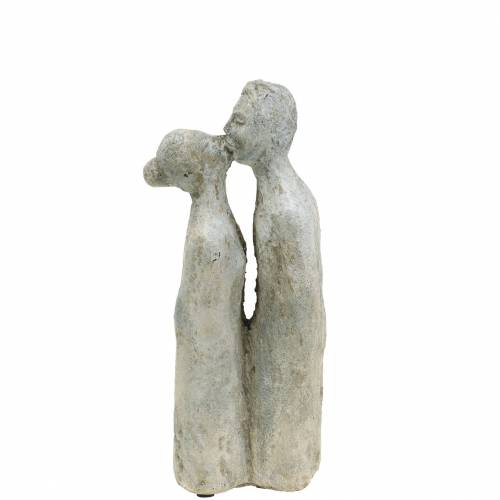 Floristik24 Figura decorativa beijando casal pedra fundida cinza 10 × 8cm Alt.28cm
