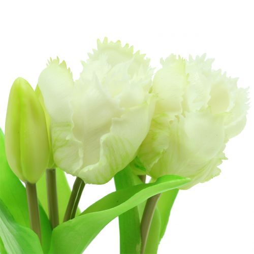 Floristik24 Tulipa papagaio em um vaso branco Real-Touch 23cm