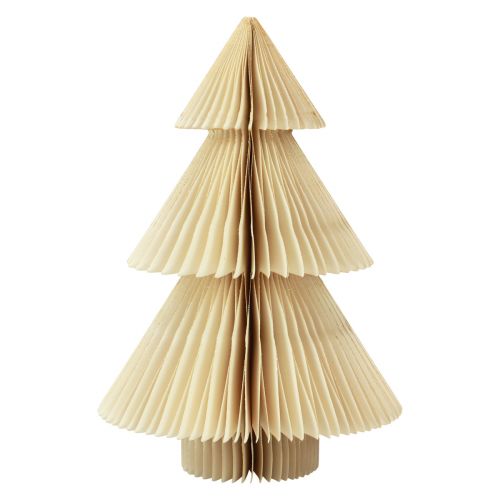 Floristik24 Árvore de Natal de papel Árvore de Natal de papel creme dourado Alt.30cm