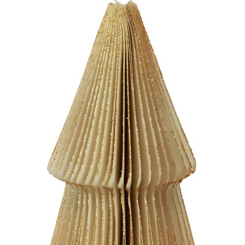 Itens Árvore de Natal de Papel Pequena Creme Dourado Alt.30cm
