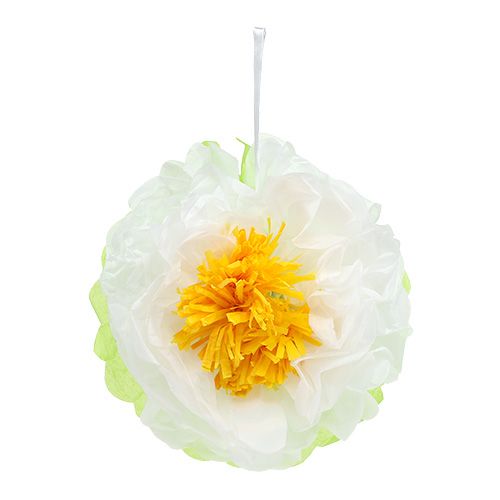 Floristik24 Flor de papel Ø28cm para pendurar verde-branco