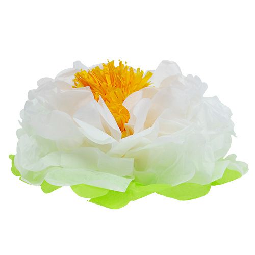 Itens Flor de papel Ø28cm para pendurar verde-branco