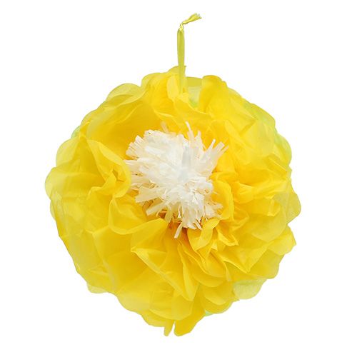 Floristik24 Flor de papel Ø28cm para pendurar verde-amarelo