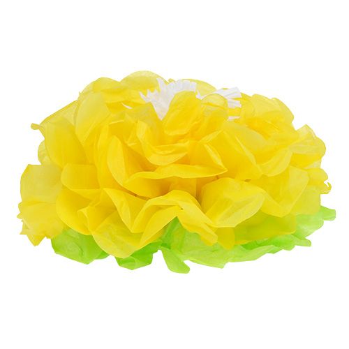 Floristik24 Flor de papel Ø28cm para pendurar verde-amarelo