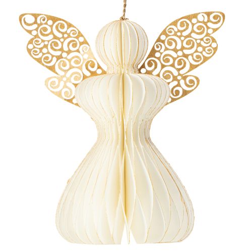 Floristik24 Enfeites de anjo de papel para árvore de Natal, pingentes de anjo, branco e dourado, 12 cm, 4 peças.