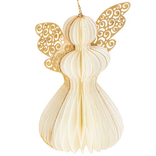 Itens Enfeites de anjo de papel para árvore de Natal, pingentes de anjo, branco e dourado, 12 cm, 4 peças.