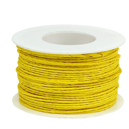 Floristik24 Fio de cabo de papel enrolado Ø2mm 100m Amarelo