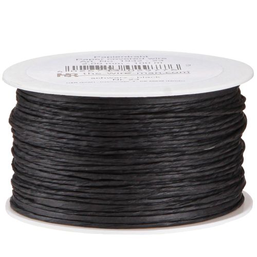 Floristik24 Fio de cabo de papel enrolado Ø2mm 100m preto