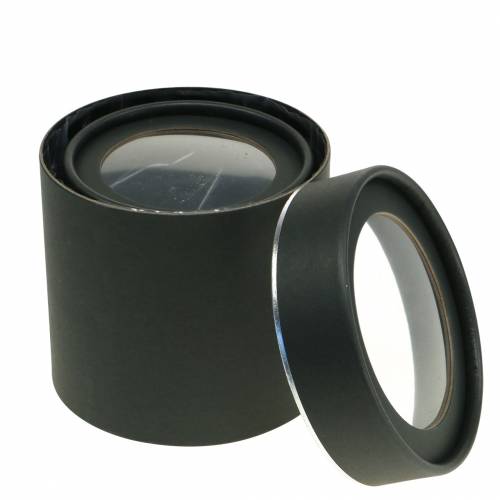 Itens Floreira redonda em cartão preto, prateado Ø10/12cm conjunto de 2