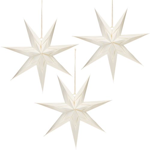 Itens Estrelas de papel estilo escandinavo, estrela de Natal, creme e branco, 45 cm, 3 unidades