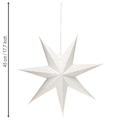 Itens Estrelas de papel para luzes de Natal, brancas, 45 cm, 3 peças