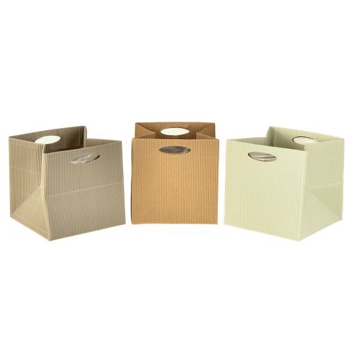 Floristik24 Saco de papel 12cm marrom creme bege saco de presente 6 peças