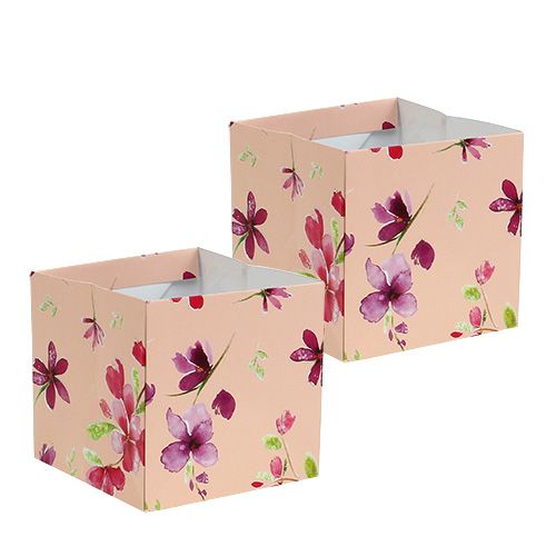 Floristik24 Saco de papel 10,5 cm x 10,5 cm rosa com padrão 8 unidades