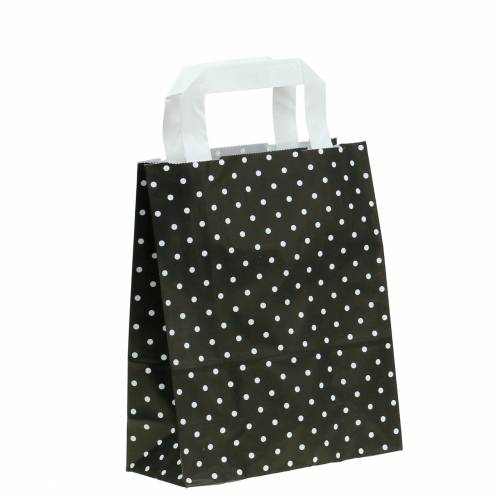 Saco de papel preto com bolinhas 22cm x 10cm x 31cm 25 peças