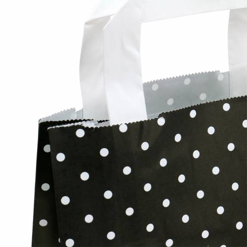 Floristik24 Saco de papel preto com bolinhas 18cm x 8cm x 22cm 25p