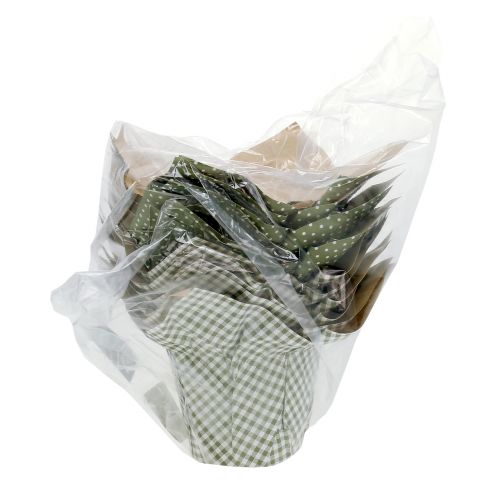 Floristik24 Cachepot de papel estampado verde-branco Ø11,5cm 8pcs