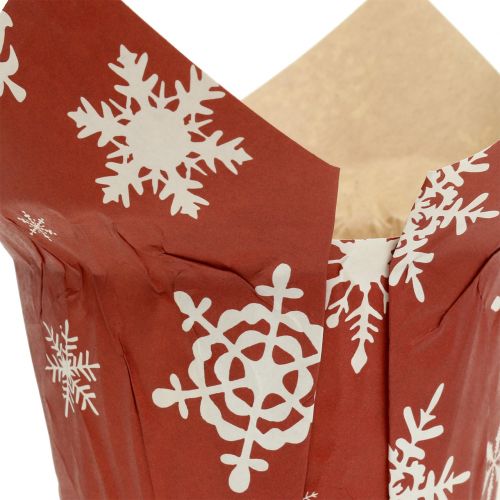 Itens Potes de papel com flocos de neve vermelho-branco Ø9cm 12 unidades
