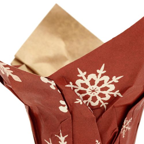 Pote de papel com flocos de neve vermelho-branco Ø6cm 12p