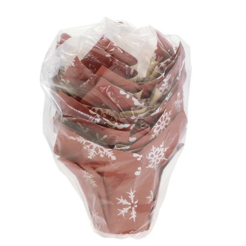 Floristik24 Pote de papel com flocos de neve vermelho-branco Ø6cm 12p