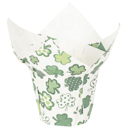 Vaso de papel com estampa de trevo, decoração de Ano Novo, 12 cm, 12 peças