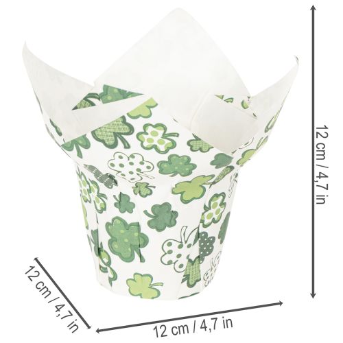 Vaso de papel com estampa de trevo, decoração de Ano Novo, 12 cm, 12 peças | Floristik24.pt