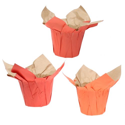 Floristik24 Vaso de papel laranja / vermelho Ø10cm 12 unidades