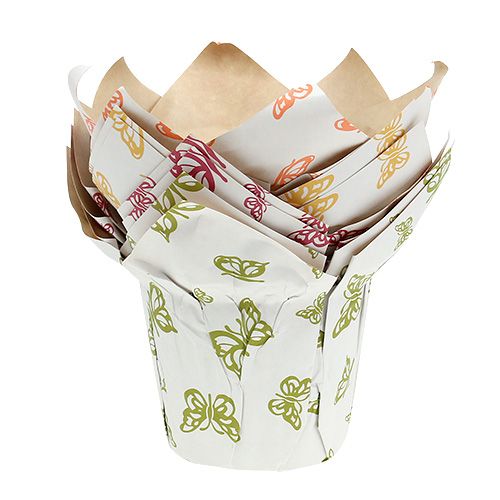 Floristik24 Pote de papel Ø12cm Alt.9cm com padrão 8 unidades