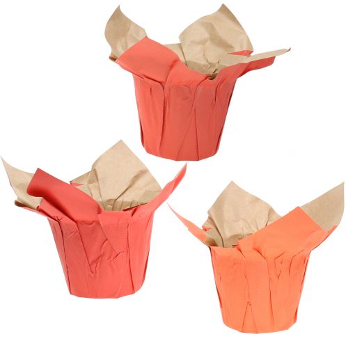 Floristik24 Vaso de papel laranja / vermelho Ø12cm 12 unidades