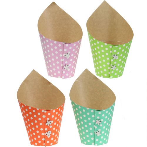 Vaso de panela de papel colorido com pontos Ø12cm 8 unidades
