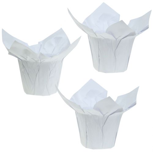 Floristik24 Potes de papel branco Ø12cm 12pcs