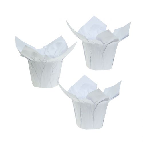 Floristik24 Potes de papel branco Ø8cm 12 unidades