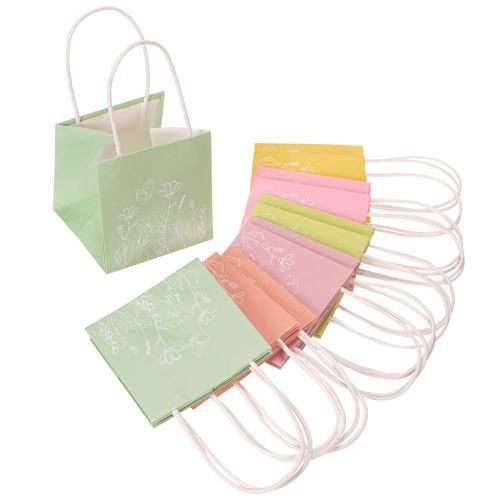 Itens Sacola de presente com estampa floral, sacola pequena para ocasiões especiais, 12 cm, 12 unidades