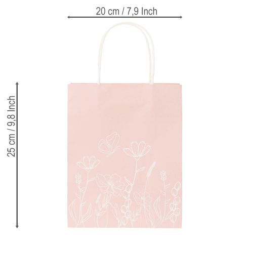 Itens Sacolas de papel para presentes, ideais para embalagens atraentes e práticas, 20 cm, pacote com 6 unidades.