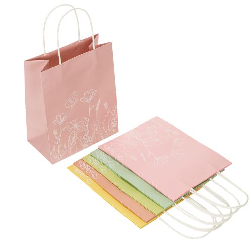 Itens Sacolas de papel para presentes, ideais para embalagens atraentes e práticas, 20 cm, pacote com 6 unidades.