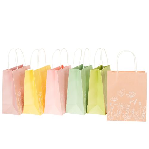 Itens Sacolas de papel para presentes, ideais para embalagens atraentes e práticas, 20 cm, pacote com 6 unidades.