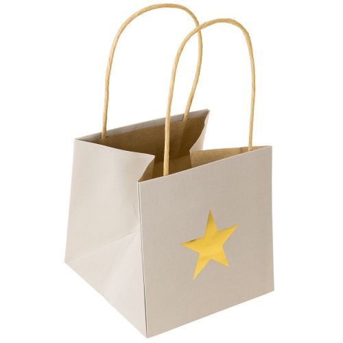 Itens Sacolas de papel com estrela e alça cinza sortidas 12×12×12cm 9 unidades