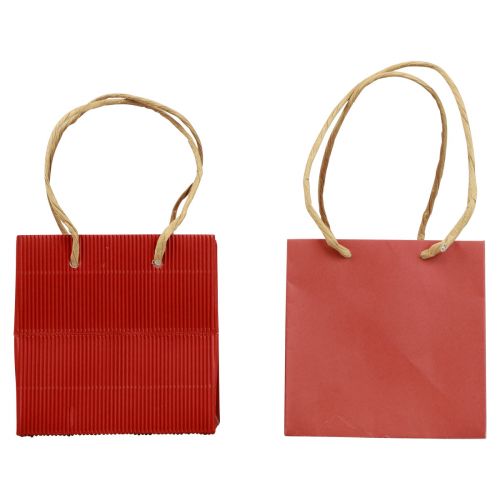 Itens Sacos de papel vermelhos com alça sacos para presente 10,5 × 10,5 cm 8 unidades