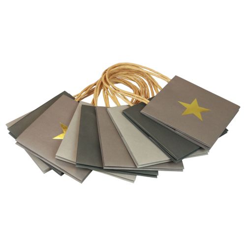 Itens Sacos de papel com estrela e alça cinza sortido 12×12×12cm 9uns