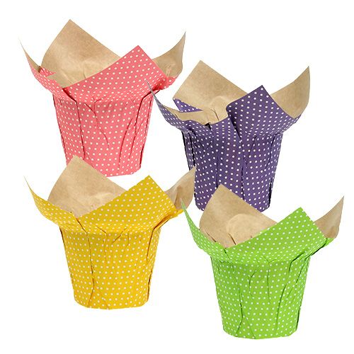 Floristik24 Cachepot de papel Ø12cm cores sortidas 8pcs