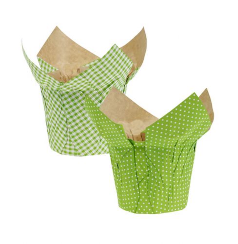 Floristik24 Pote de papel Ø10cm Alt.8cm verde 8 unidades