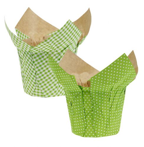 Floristik24 Pote de papel Ø12cm Alt.9cm cuzão verde. 8pcs