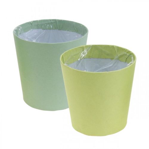 Floristik24 Pote de papel, cachepot, plantador azul/verde Ø11cm H10cm 4pcs