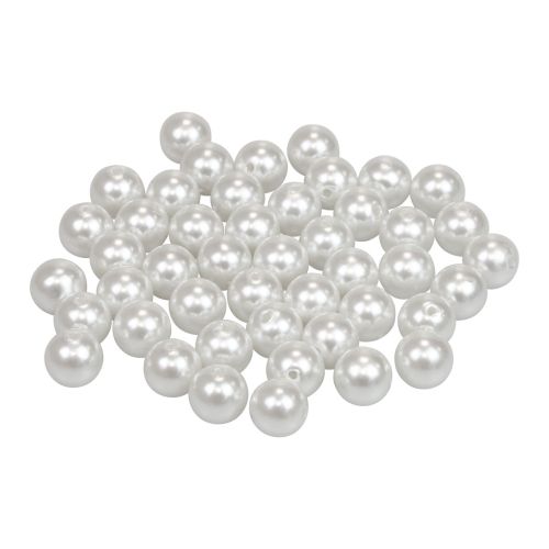 Floristik24 Contas decorativas para enfiar contas artesanais brancas 12mm 300g