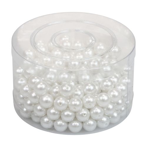Floristik24 Contas decorativas para enfiar contas artesanais brancas 12mm 300g