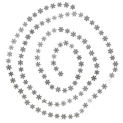 Floristik24 Flocos de neve de guirlanda decorativos prata 270 cm