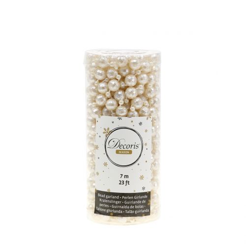 Floristik24 Colar de pérolas creme 7m