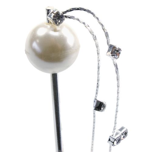 Floristik24 Agulha deco com cabeça de pérola branca Ø15mm C12cm 6 unidades